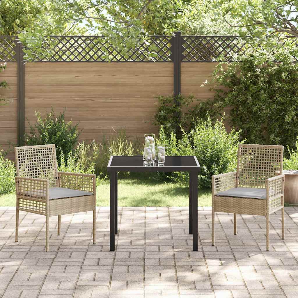 Garten Essgruppe mit Kissen 3 pcs Beige Poly Rattan