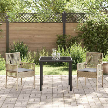 Garten Essgruppe mit Kissen 3 pcs Beige Poly Rattan