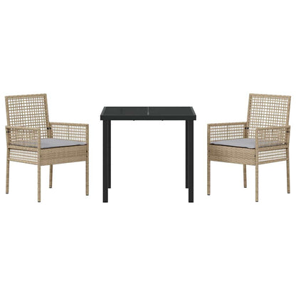 Garten Essgruppe mit Kissen 3 pcs Beige Poly Rattan