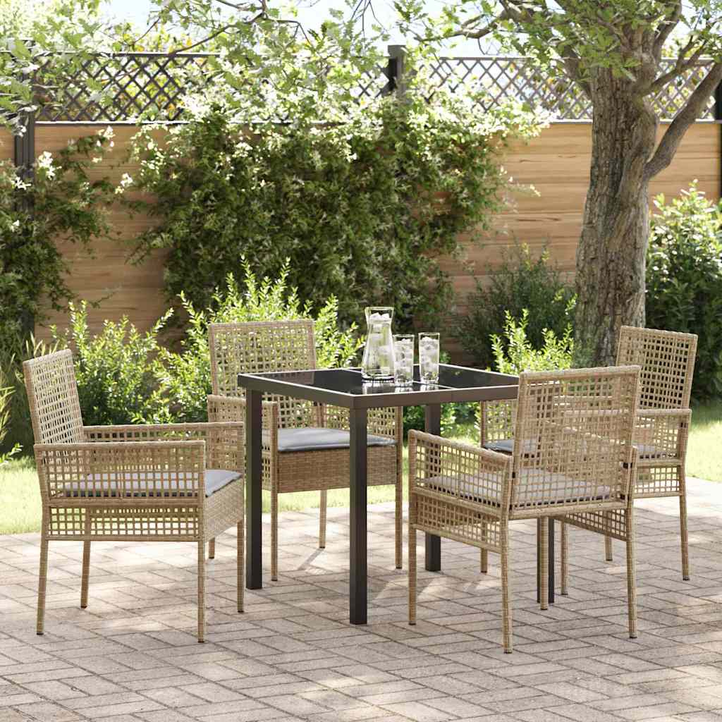Garten Essgruppe mit Kissen 5 pcs Beige Poly Rattan