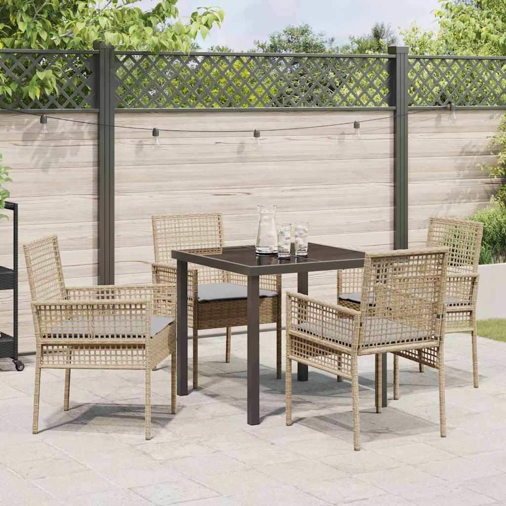 Garten Essgruppe mit Kissen 5 pcs Beige Poly Rattan