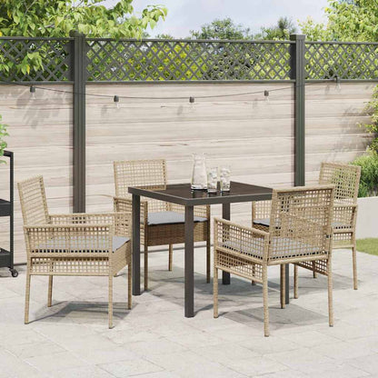 Garten Essgruppe mit Kissen 5 pcs Beige Poly Rattan
