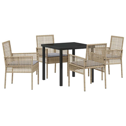 Garten Essgruppe mit Kissen 5 pcs Beige Poly Rattan