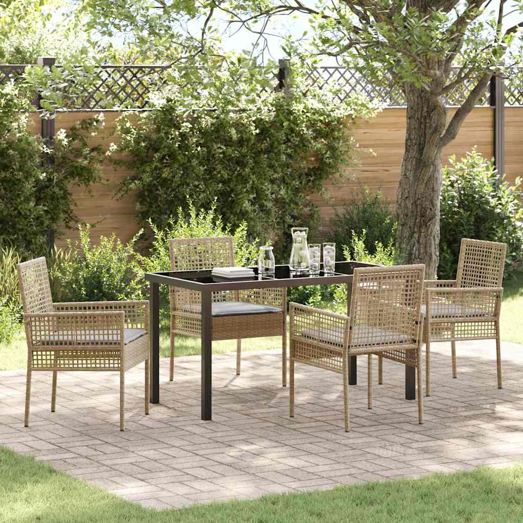 Garten Essgruppe mit Kissen 5 pcs Beige Poly Rattan