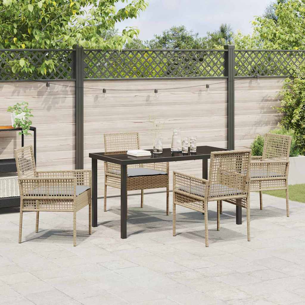 Garten Essgruppe mit Kissen 5 pcs Beige Poly Rattan