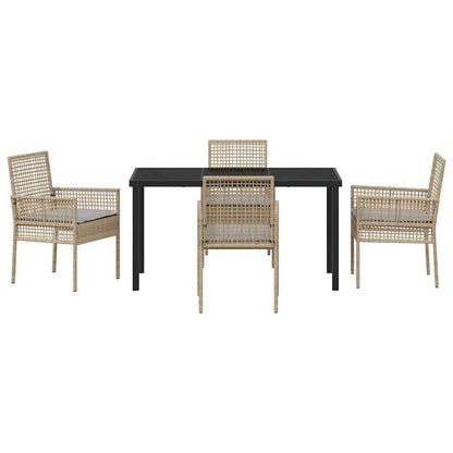 Garten Essgruppe mit Kissen 5 pcs Beige Poly Rattan