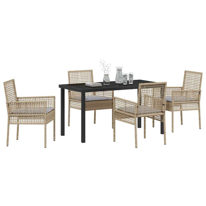 Garten Essgruppe mit Kissen 5 pcs Beige Poly Rattan