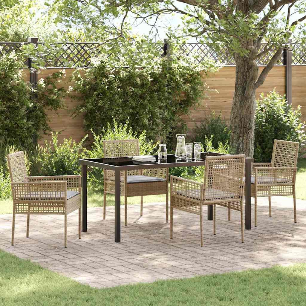 Garten Essgruppe mit Kissen 5 pcs Beige Poly Rattan
