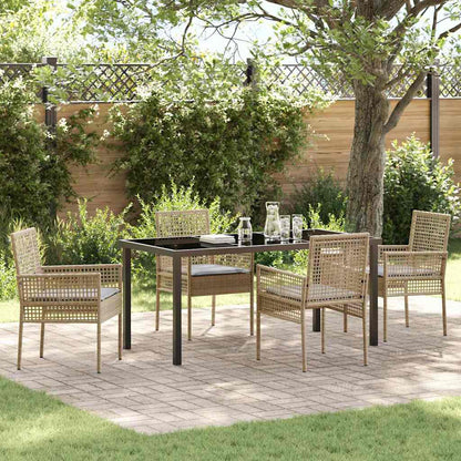 Garten Essgruppe mit Kissen 5 pcs Beige Poly Rattan