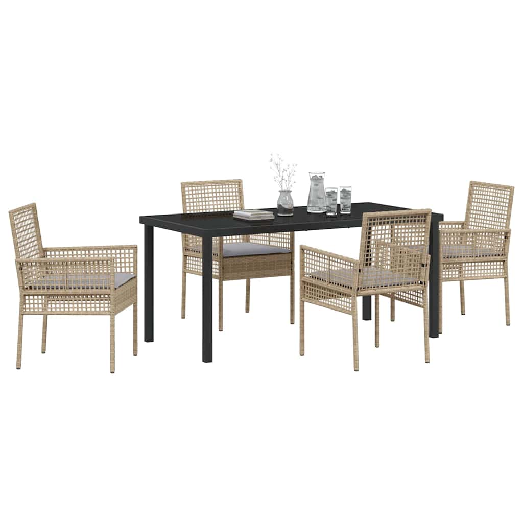 Garten Essgruppe mit Kissen 5 pcs Beige Poly Rattan