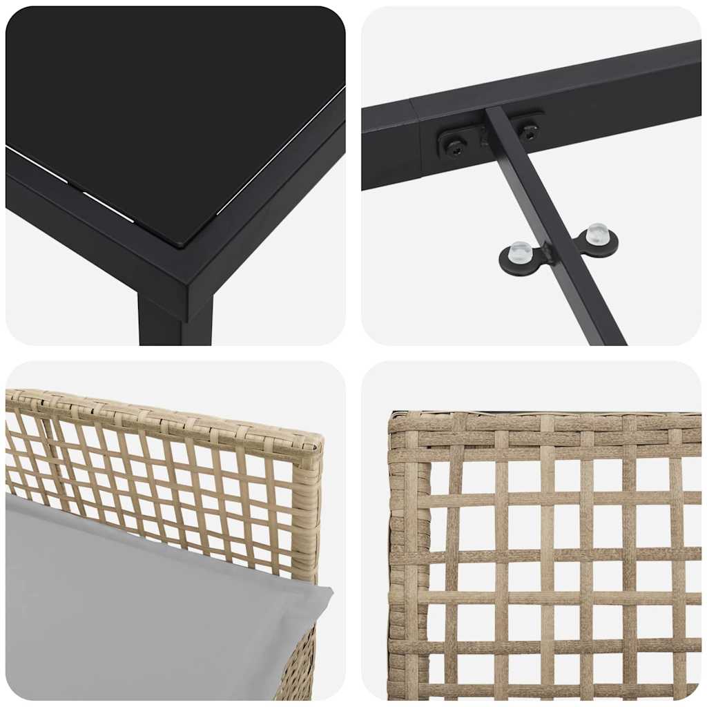 Garten Essgruppe mit Kissen 7 pcs Beige Poly Rattan