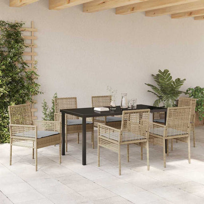 Garten Essgruppe mit Kissen 7 pcs Beige Poly Rattan