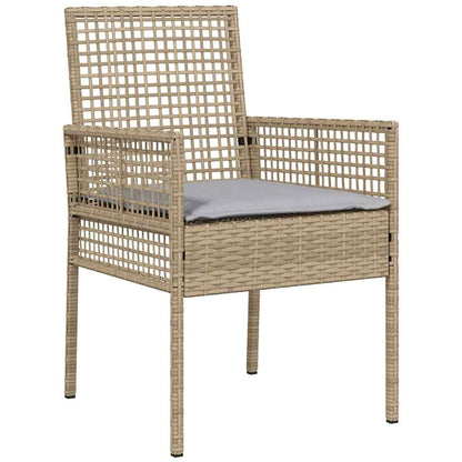 Garten Essgruppe mit Kissen 7 pcs Beige Poly Rattan