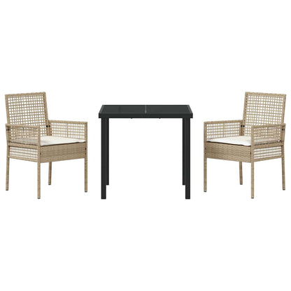 Garten Essgruppe mit Kissen 3 pcs Beige Poly Rattan