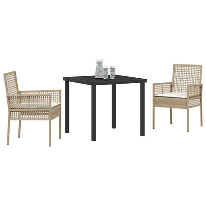 Garten Essgruppe mit Kissen 3 pcs Beige Poly Rattan