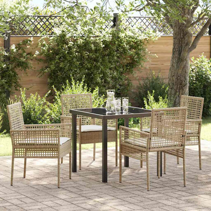 Garten Essgruppe mit Kissen 5 pcs Beige Poly Rattan