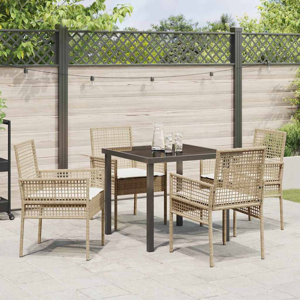 Garten Essgruppe mit Kissen 5 pcs Beige Poly Rattan