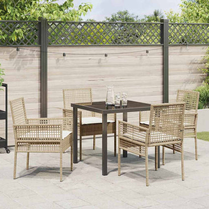 Garten Essgruppe mit Kissen 5 pcs Beige Poly Rattan
