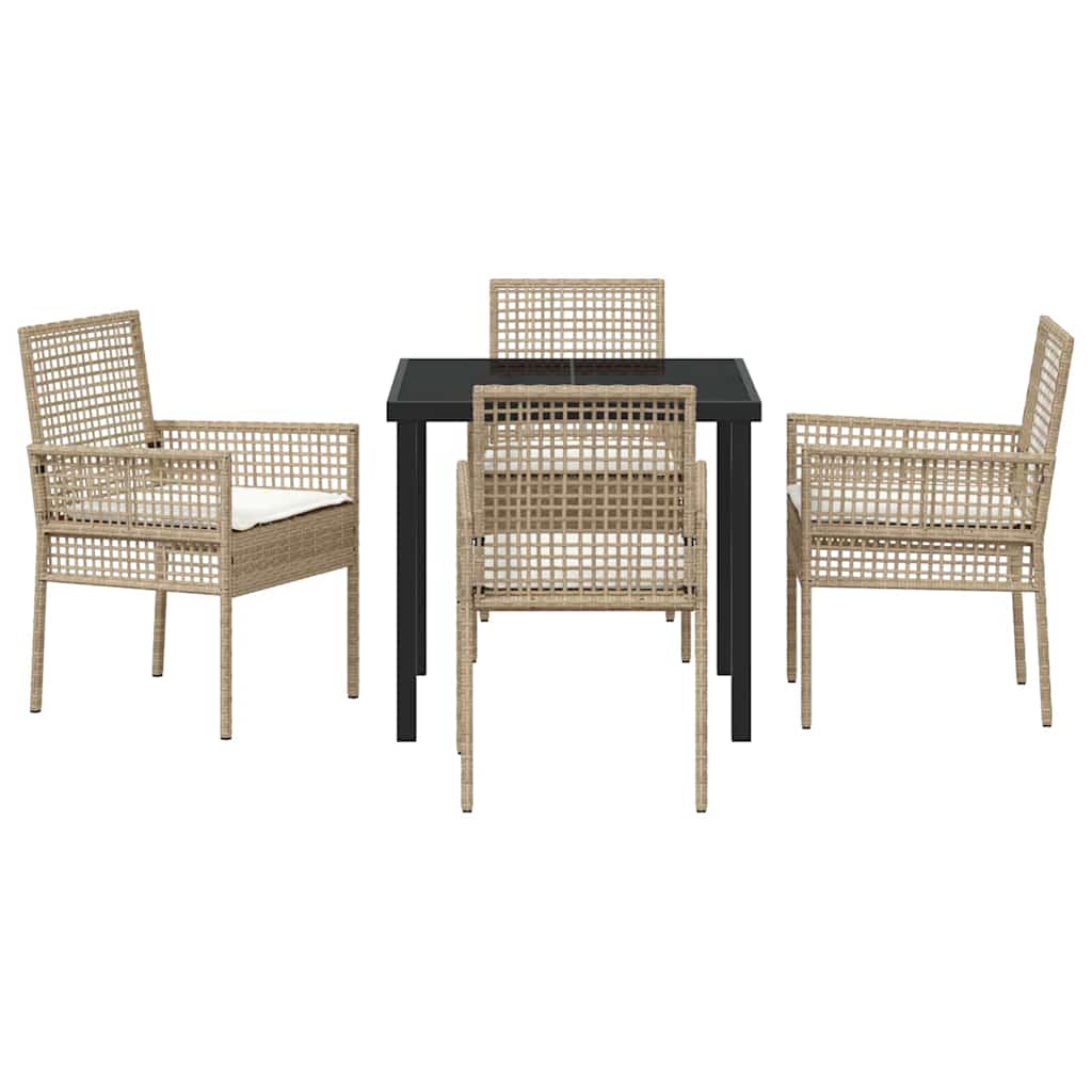 Garten Essgruppe mit Kissen 5 pcs Beige Poly Rattan