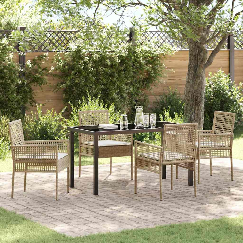 Garten Essgruppe mit Kissen 5 pcs Beige Poly Rattan
