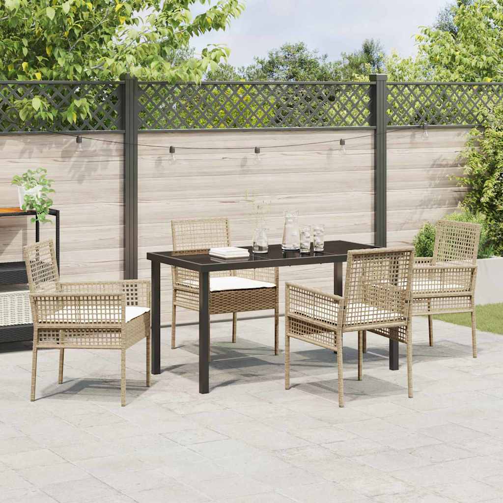 Garten Essgruppe mit Kissen 5 pcs Beige Poly Rattan