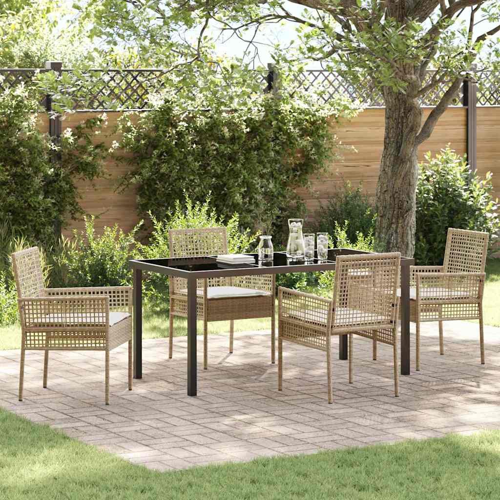 Garten Essgruppe mit Kissen 5 pcs Beige Poly Rattan