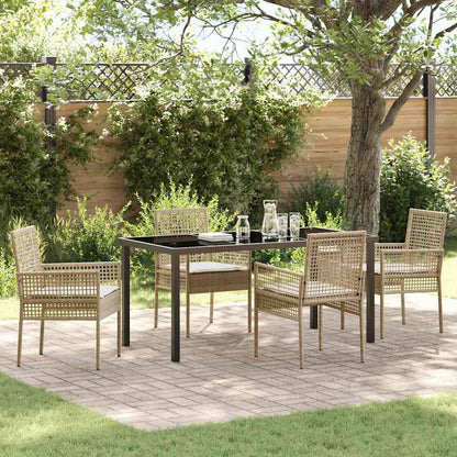 Garten Essgruppe mit Kissen 5 pcs Beige Poly Rattan
