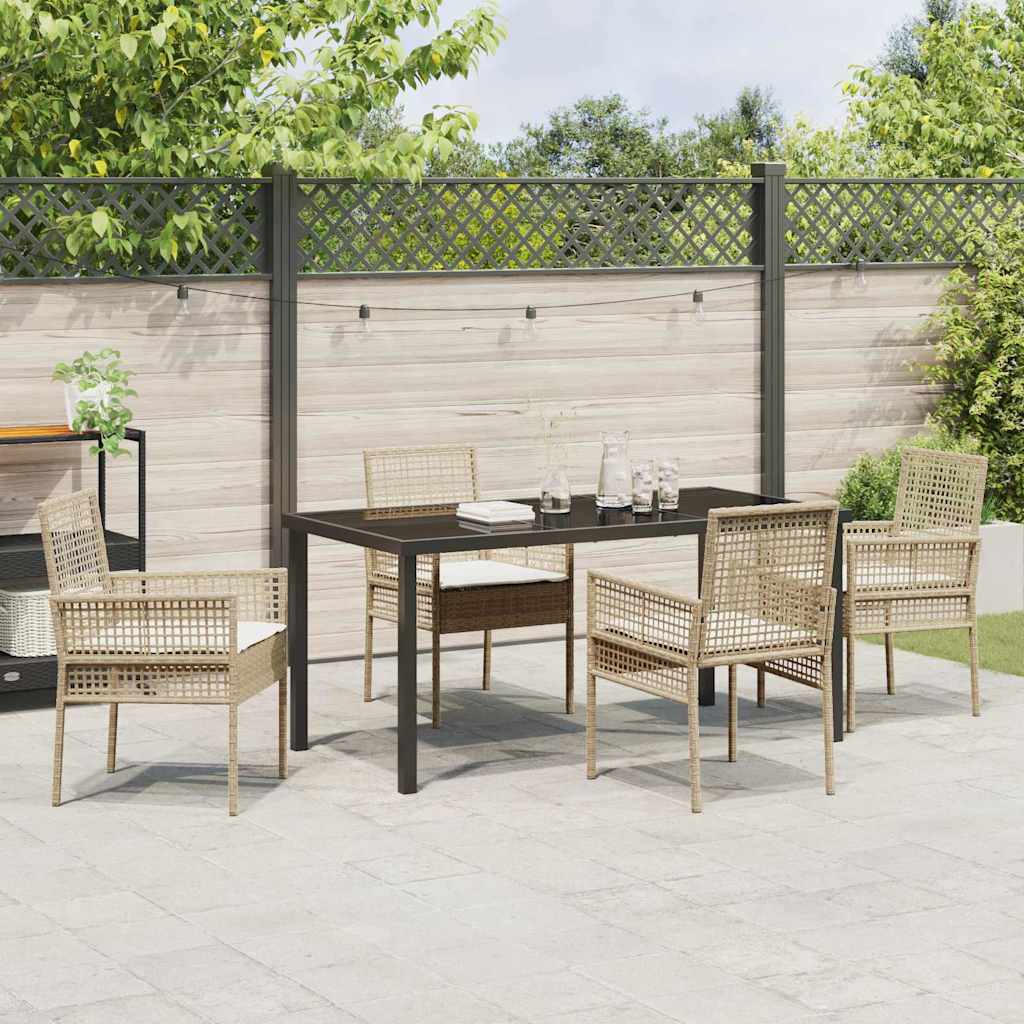 Garten Essgruppe mit Kissen 5 pcs Beige Poly Rattan