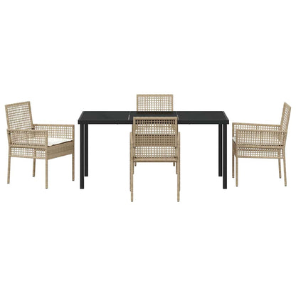 Garten Essgruppe mit Kissen 5 pcs Beige Poly Rattan
