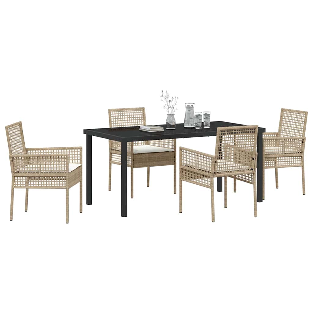 Garten Essgruppe mit Kissen 5 pcs Beige Poly Rattan