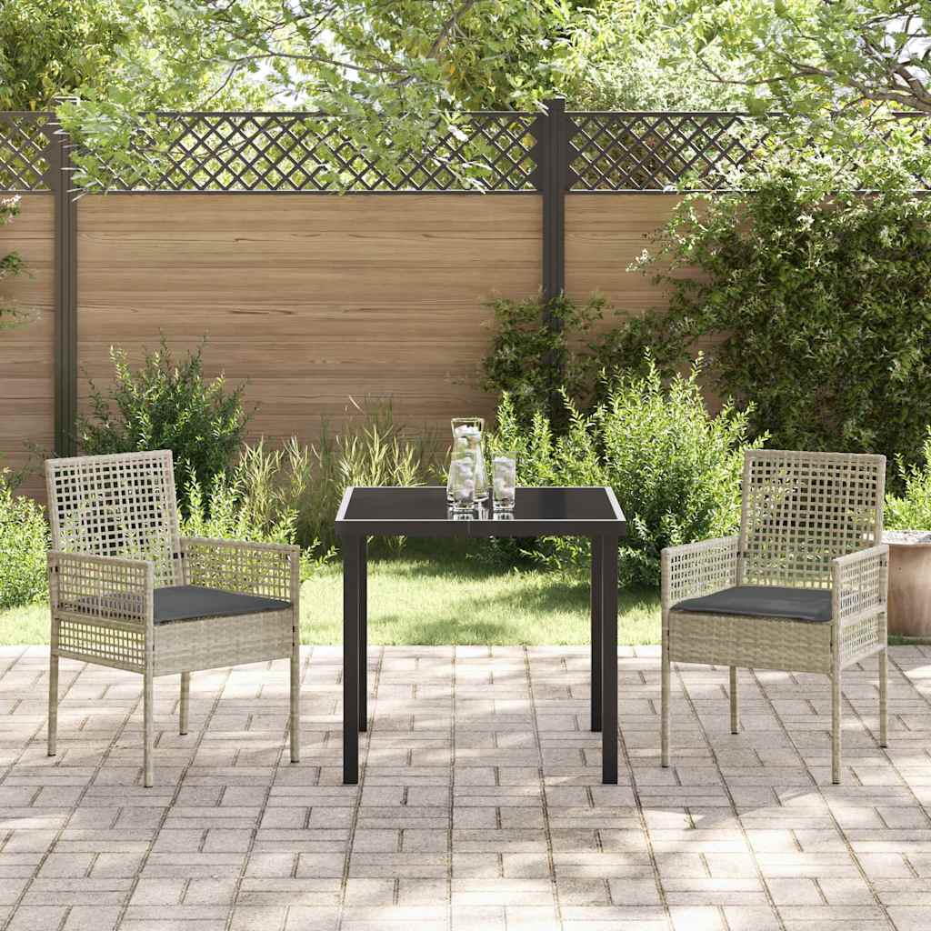 Garten Essgruppe mit Kissen 3 pcs Hellgrau Poly Rattan