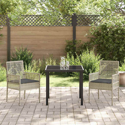 Garten Essgruppe mit Kissen 3 pcs Hellgrau Poly Rattan