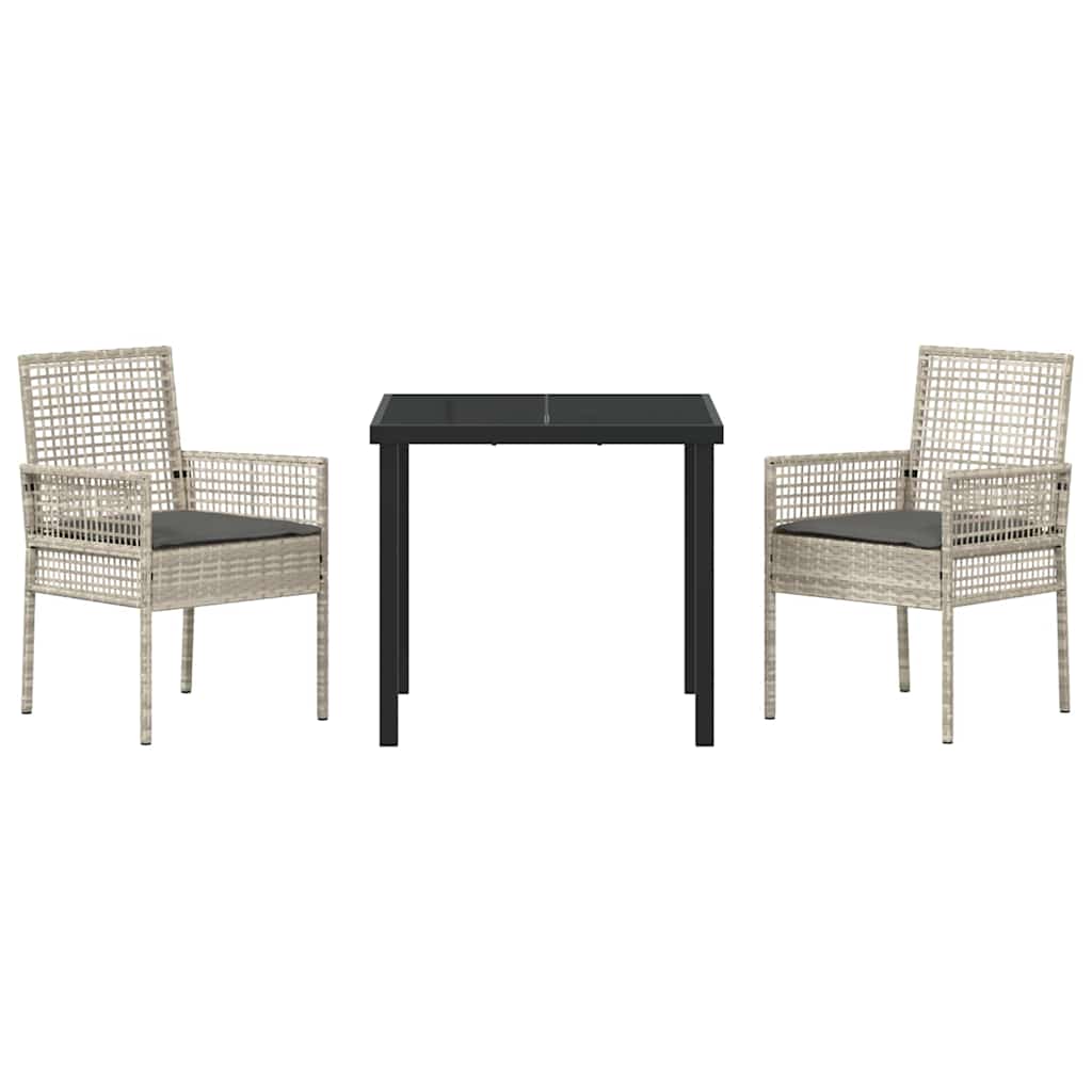 Garten Essgruppe mit Kissen 3 pcs Hellgrau Poly Rattan