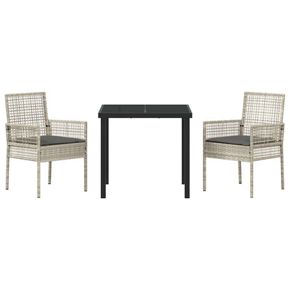 Garten Essgruppe mit Kissen 3 pcs Hellgrau Poly Rattan