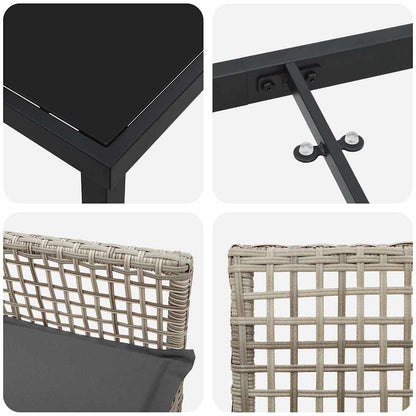 Garten Essgruppe mit Kissen 5 pcs Hellgrau Poly Rattan