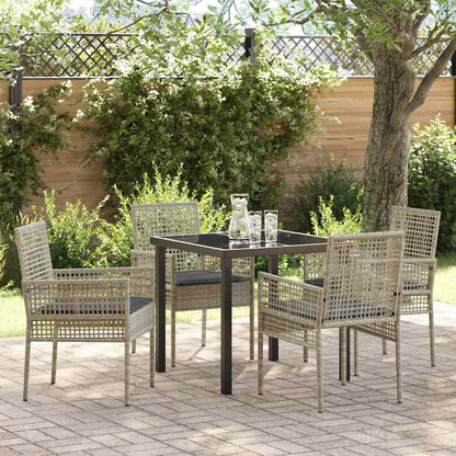 Garten Essgruppe mit Kissen 5 pcs Hellgrau Poly Rattan