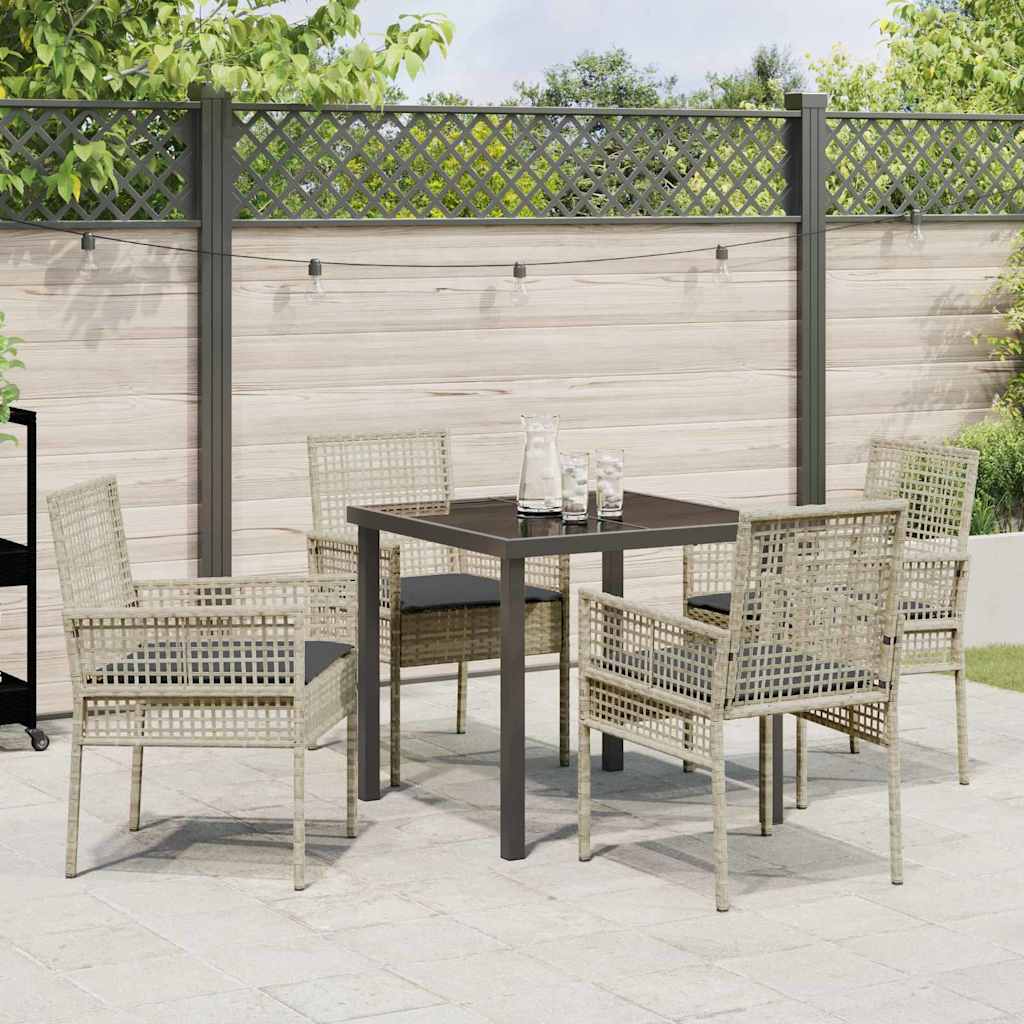 Garten Essgruppe mit Kissen 5 pcs Hellgrau Poly Rattan