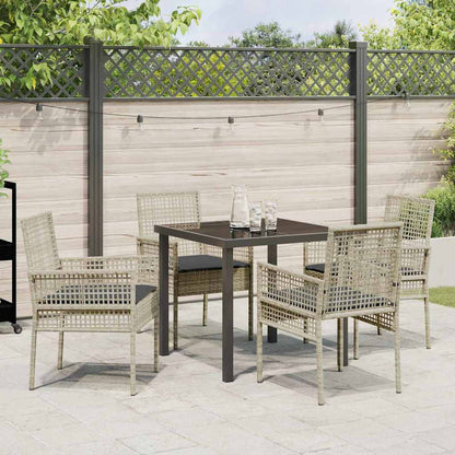 Garten Essgruppe mit Kissen 5 pcs Hellgrau Poly Rattan