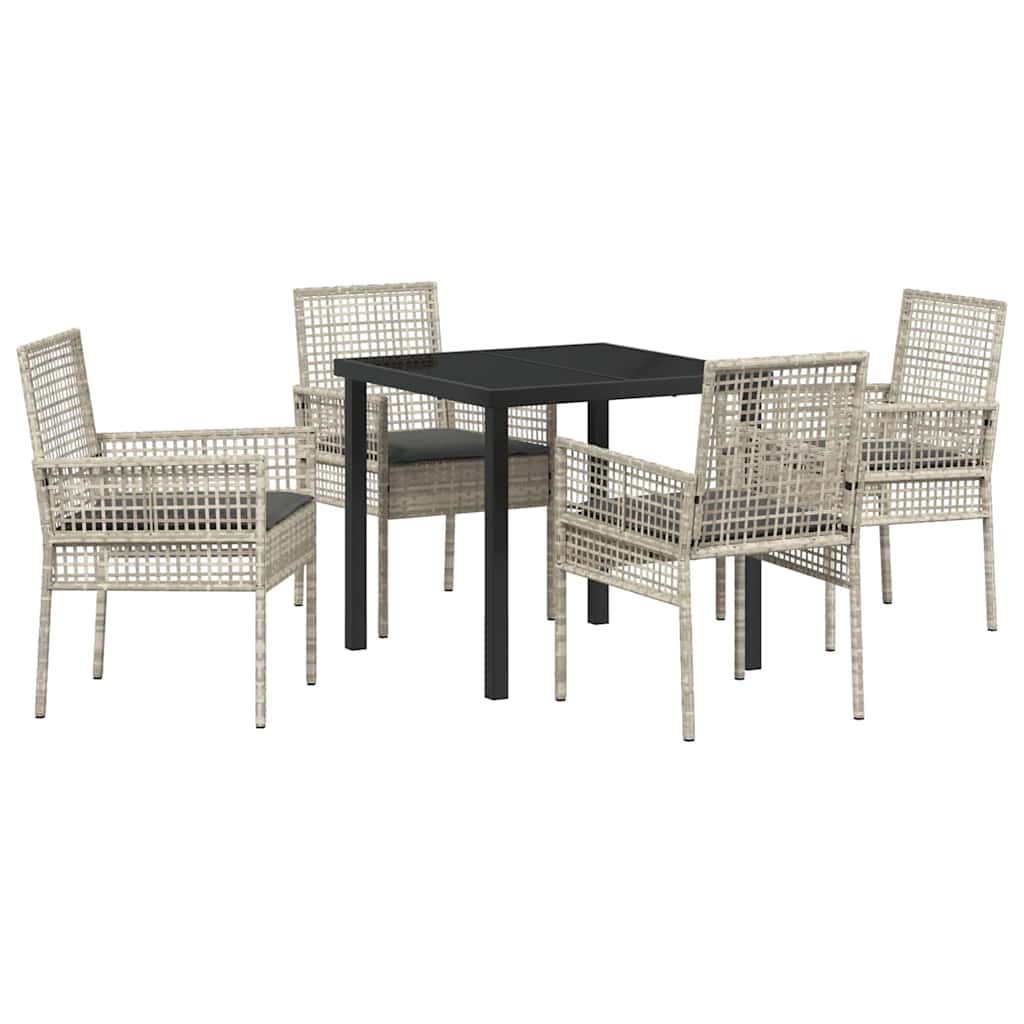 Garten Essgruppe mit Kissen 5 pcs Hellgrau Poly Rattan