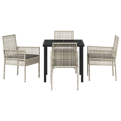 Garten Essgruppe mit Kissen 5 pcs Hellgrau Poly Rattan