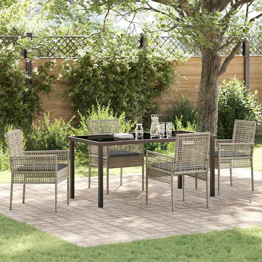 Garten Essgruppe mit Kissen 5 pcs Hellgrau Poly Rattan