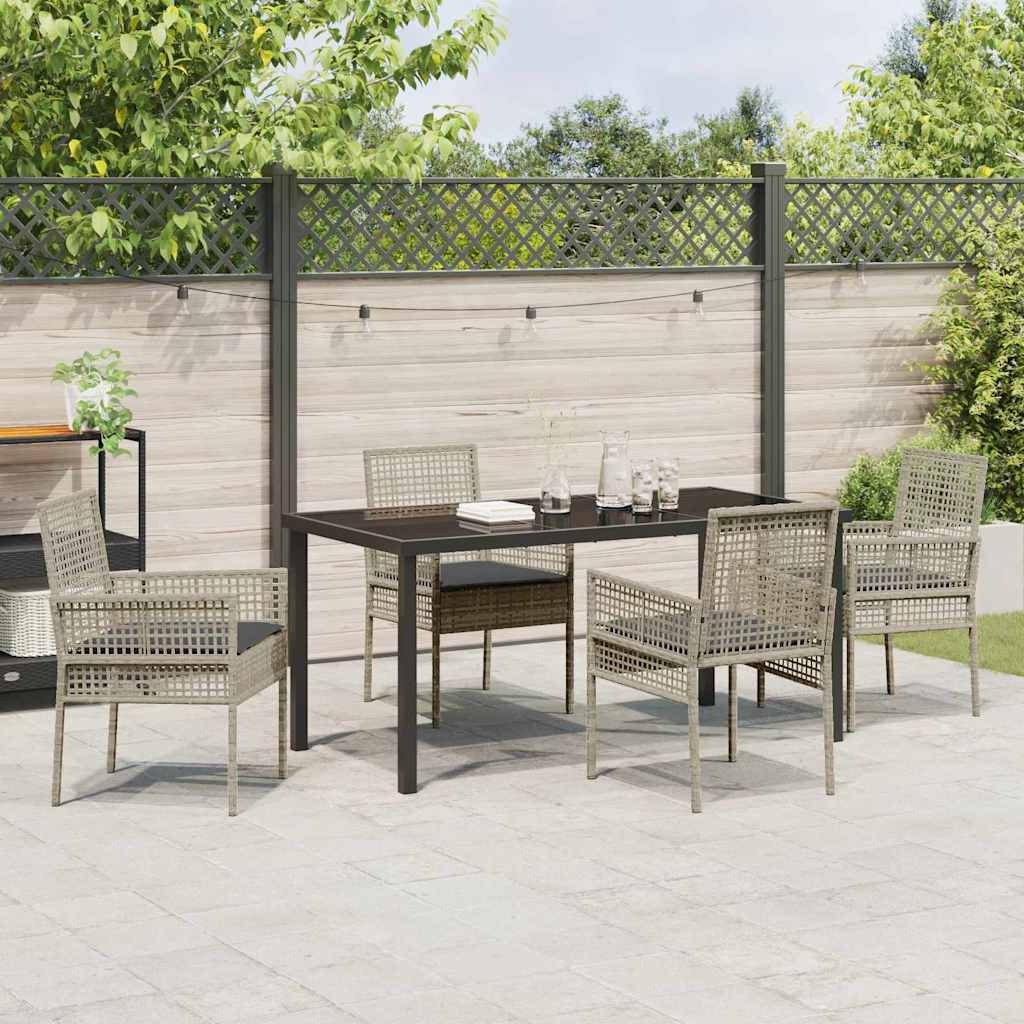 Garten Essgruppe mit Kissen 5 pcs Hellgrau Poly Rattan