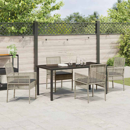Garten Essgruppe mit Kissen 5 pcs Hellgrau Poly Rattan