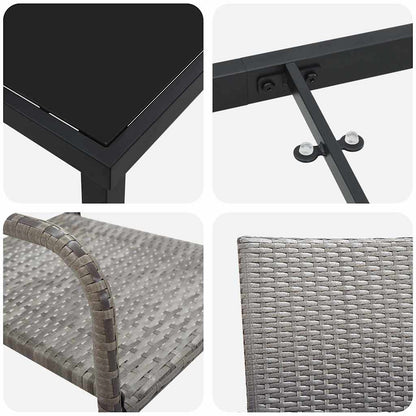 Garten Essgruppe 3 pcs Grau Poly Rattan