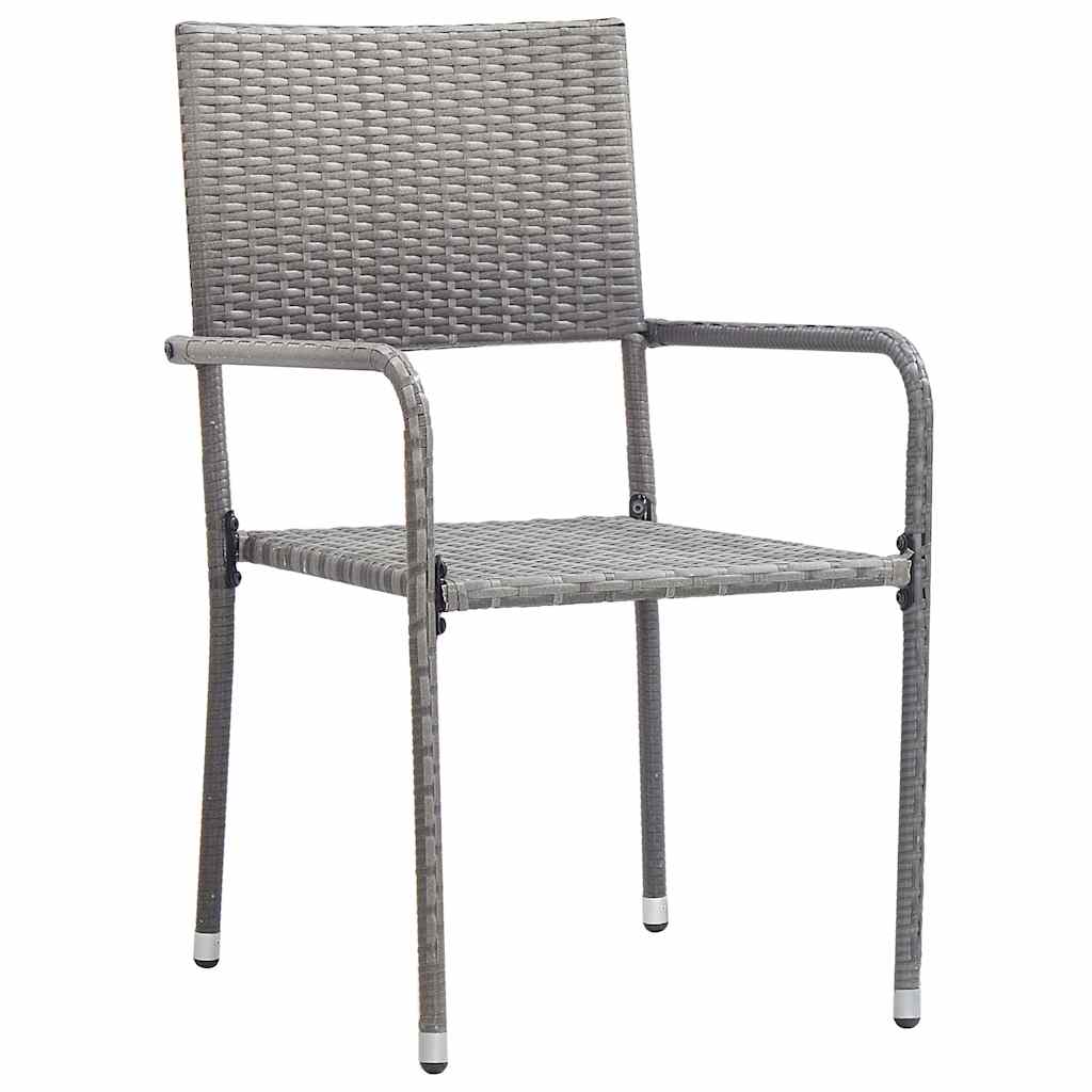 Garten Essgruppe 3 pcs Grau Poly Rattan