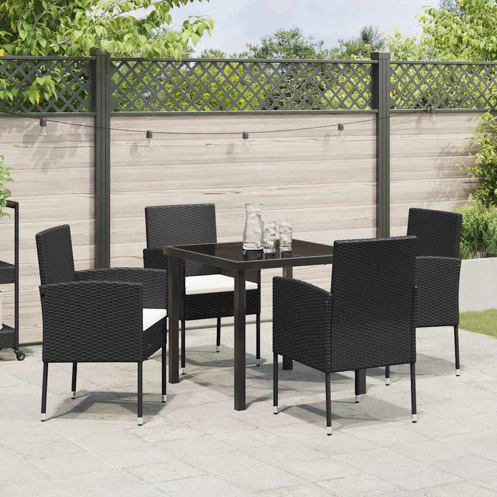 Garten Essgruppe mit Kissen 5 pcs Schwarz Poly Rattan