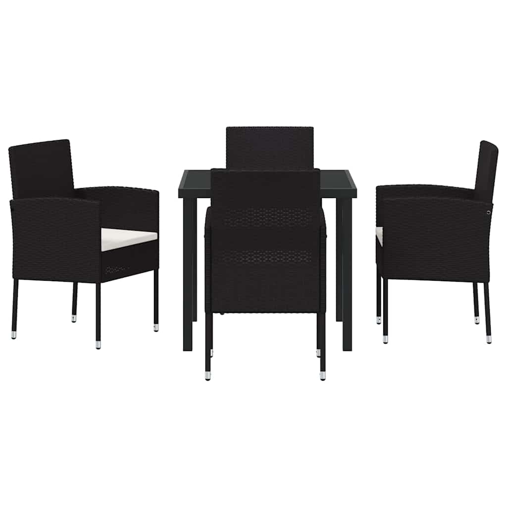 Garten Essgruppe mit Kissen 5 pcs Schwarz Poly Rattan