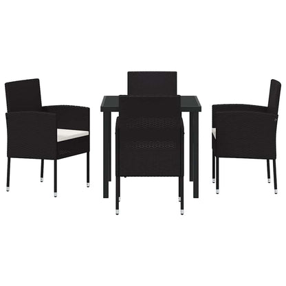 Garten Essgruppe mit Kissen 5 pcs Schwarz Poly Rattan