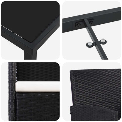 Garten Essgruppe mit Kissen 5 pcs Schwarz Poly Rattan