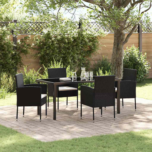 Garten Essgruppe mit Kissen 5 pcs Schwarz Poly Rattan